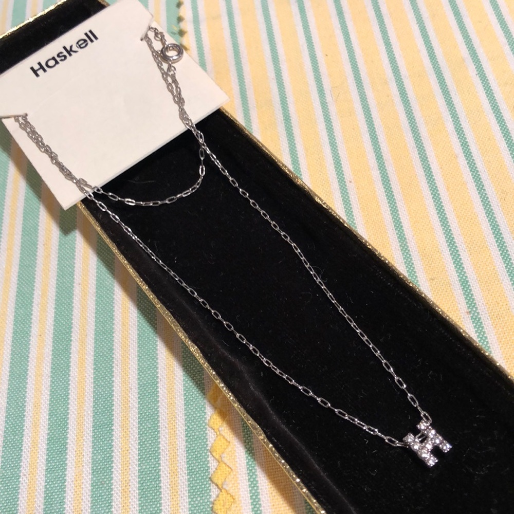 Miriam Haskell Crystal Initial Letter H Necklace - image 1